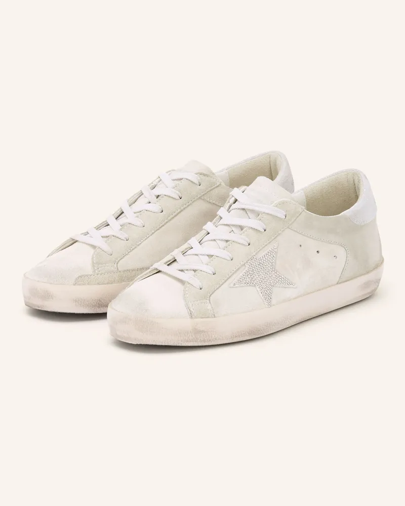 Golden Goose Sneaker Super-Star Mit Schmucksteinen weiss Hellgrau