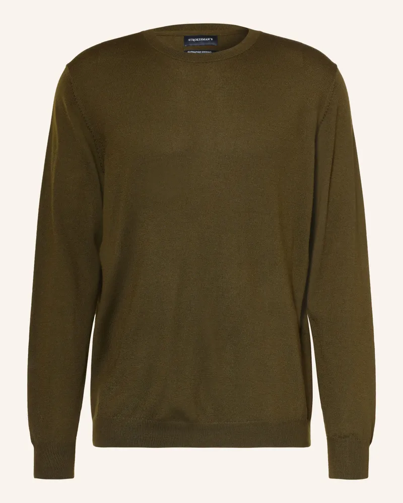Strokesman's Strokesman Pullover Aus Merinowolle gruen Khaki