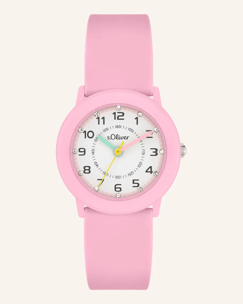 S.Oliver Armbanduhr  Aus  Silikon rosa Rosa