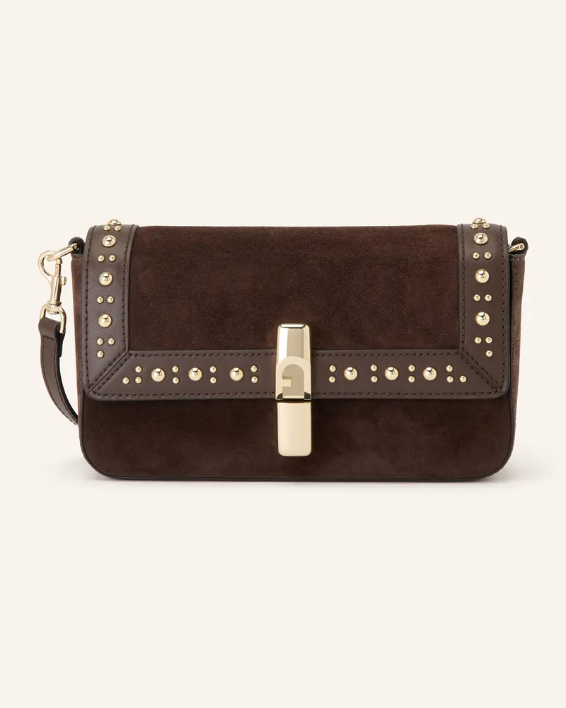 Furla Umhängetasche Iride Small Mit Nieten braun Dunkelbraun