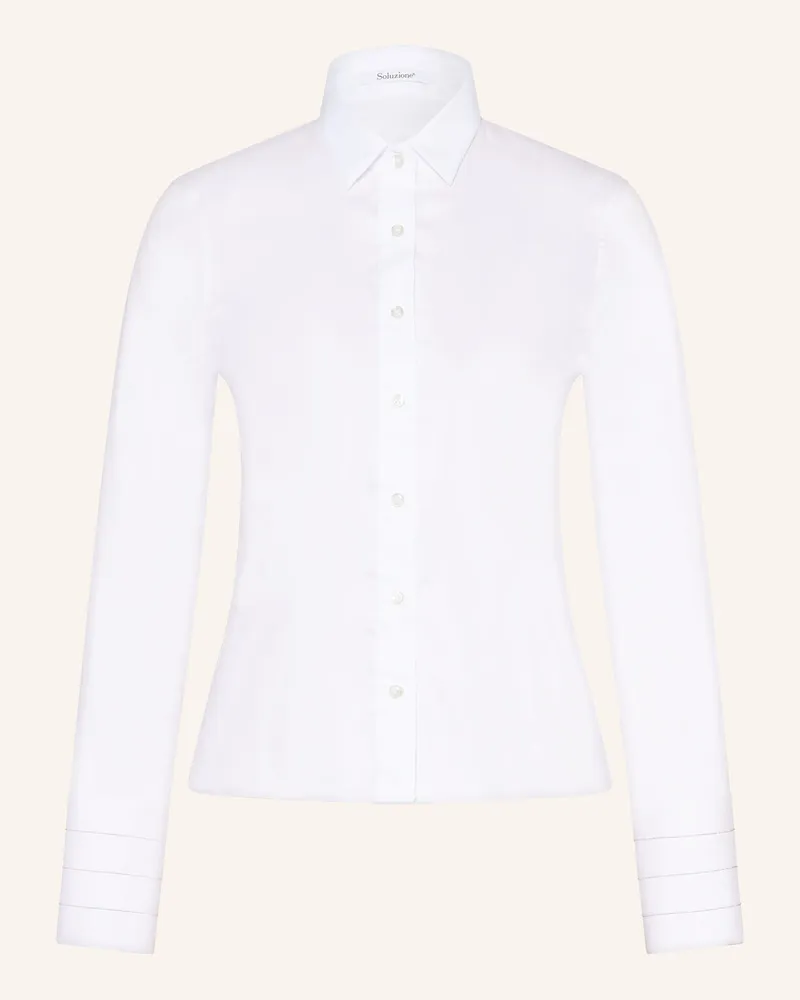 Soluzione Hemdbluse mit Schmuckperlen Weiss