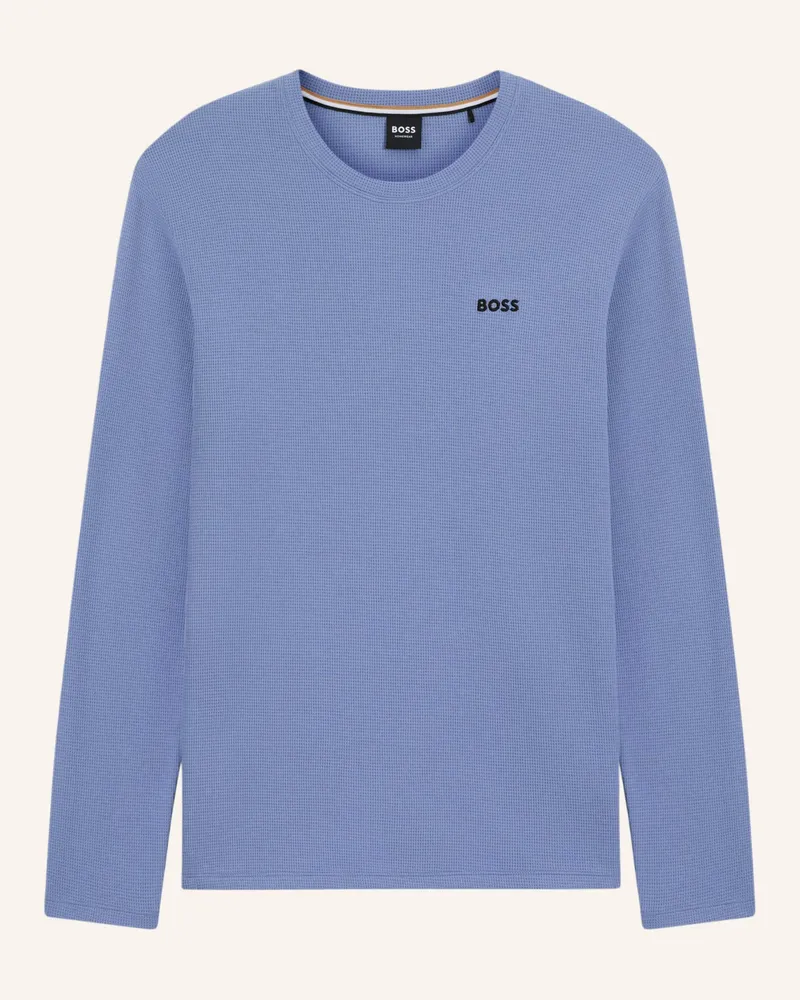 HUGO BOSS Schlafshirt Waffle blau Hellblau