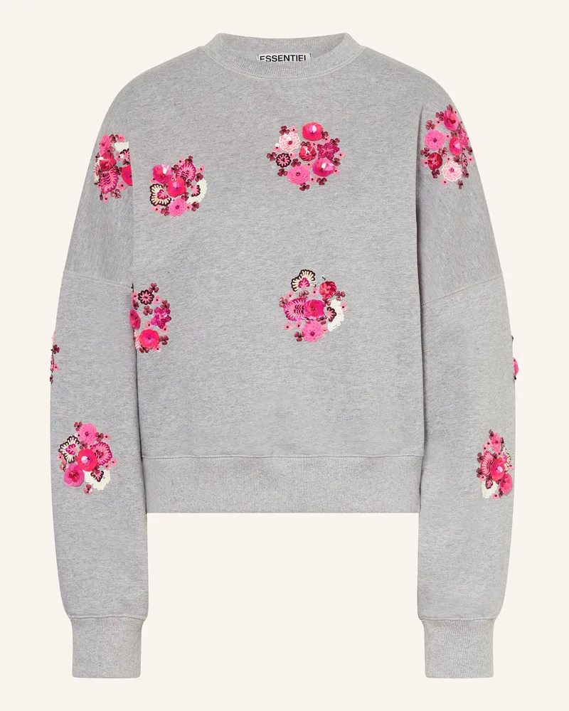Essentiel Sweatshirt ITRO mit Pailletten und Schmuckperlen Grau