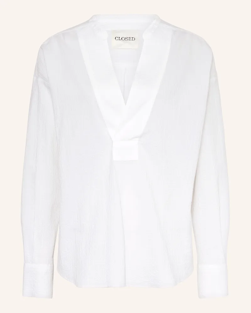 Closed Blusenshirt Aus Seersucker weiss Ecru