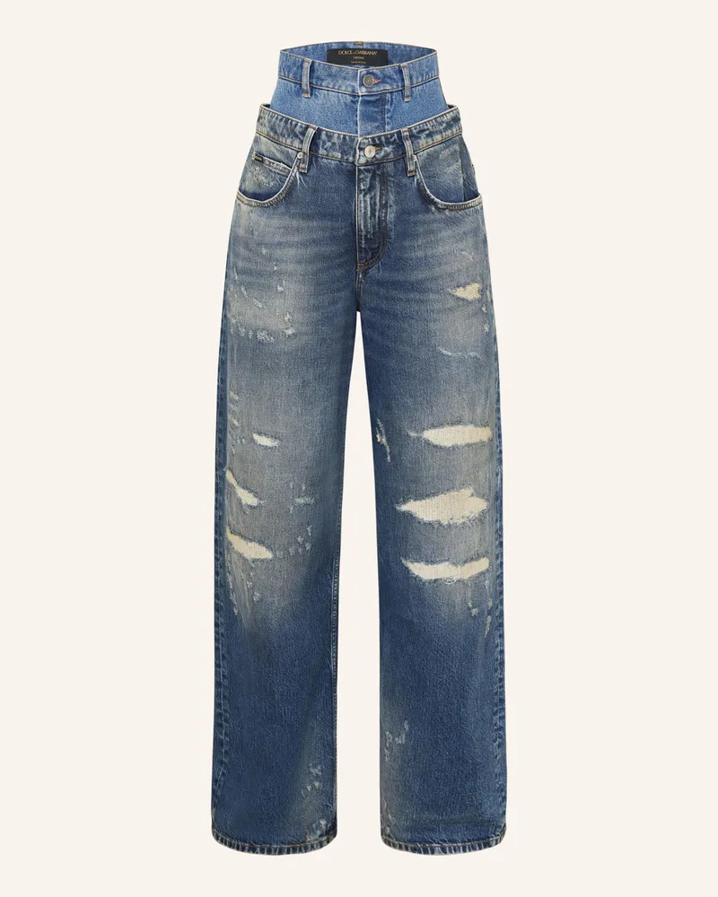 Dolce & Gabbana Destroyed Jeans Blau