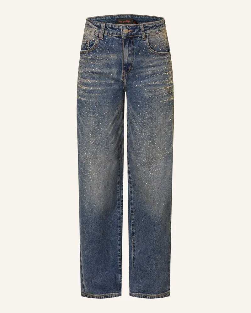 Miss Goodlife Straight Jeans Mit Schmucksteinen blau 24