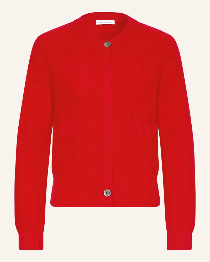 Mrs & HUGS Strickjacke Mit Cashmere rot Rot