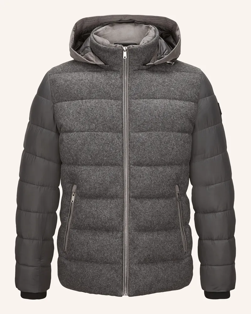 Milestone Steppjacke MSSHEPARD im Materialmix mit abnehmbarer Kapuze Dunkelgrau