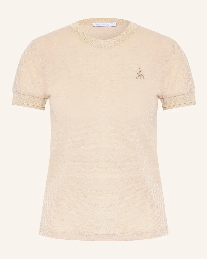 Patrizia Pepe Strickshirt mit Glitzergarn Beige