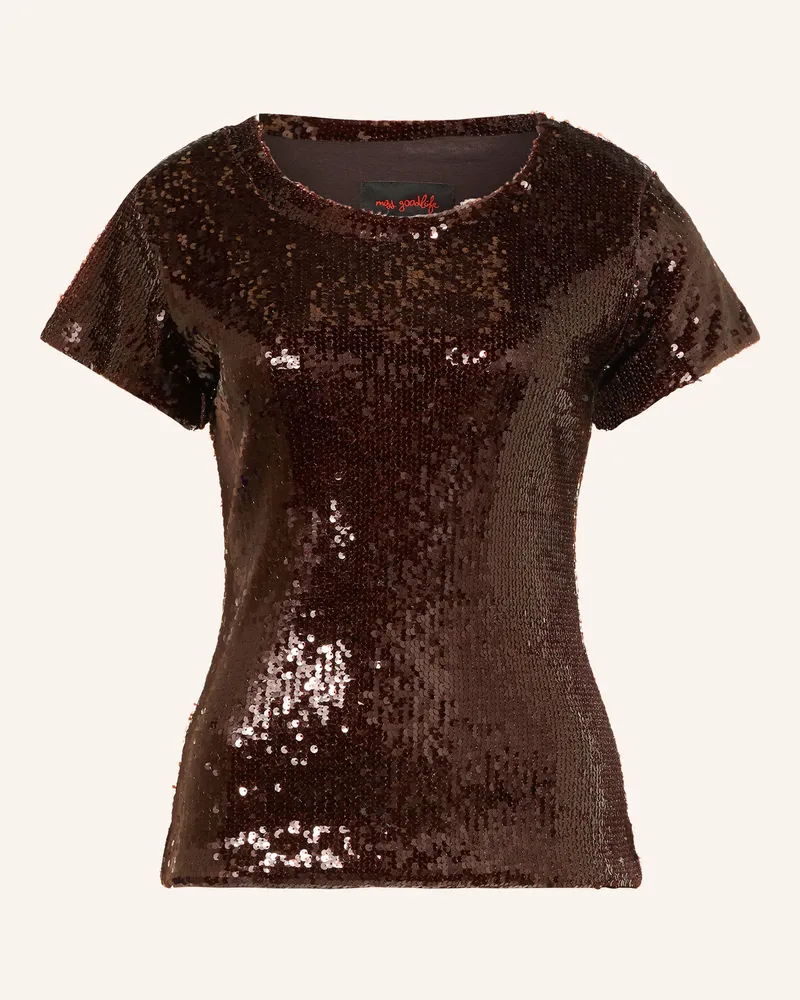 Miss Goodlife T-Shirt Glamour Glow Mit Pailletten braun Dunkelbraun