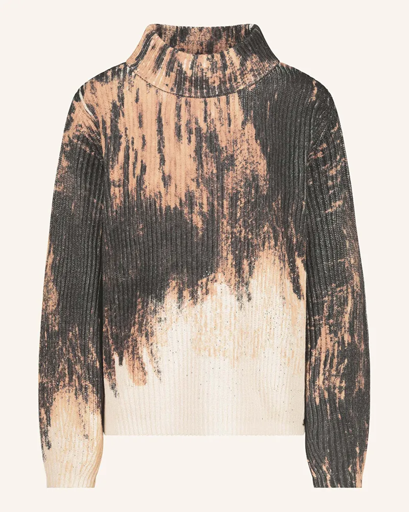 monari Pullover mit Glitzergarn und Schmucksteinen Dunkelgrau