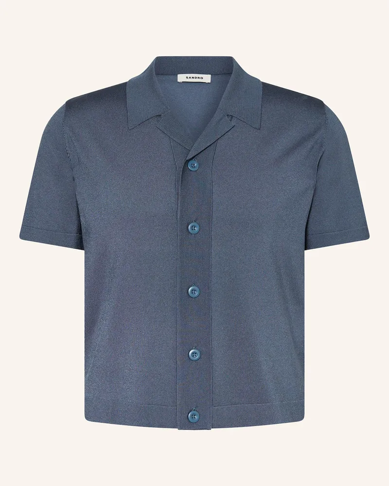 Sandro Strick-Resorthemd Extra Slim Fit Blau
