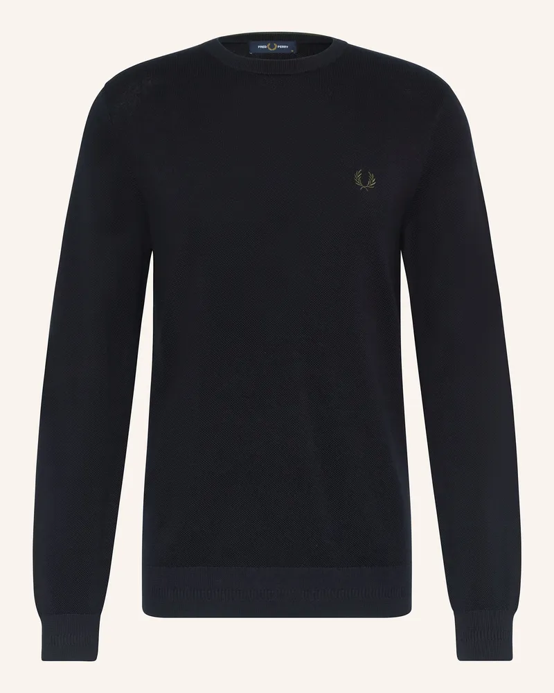 Fred Perry Piqué-Pullover blau Dunkelblau