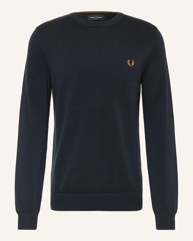 Fred Perry Piqué-Pullover blau Dunkelblau