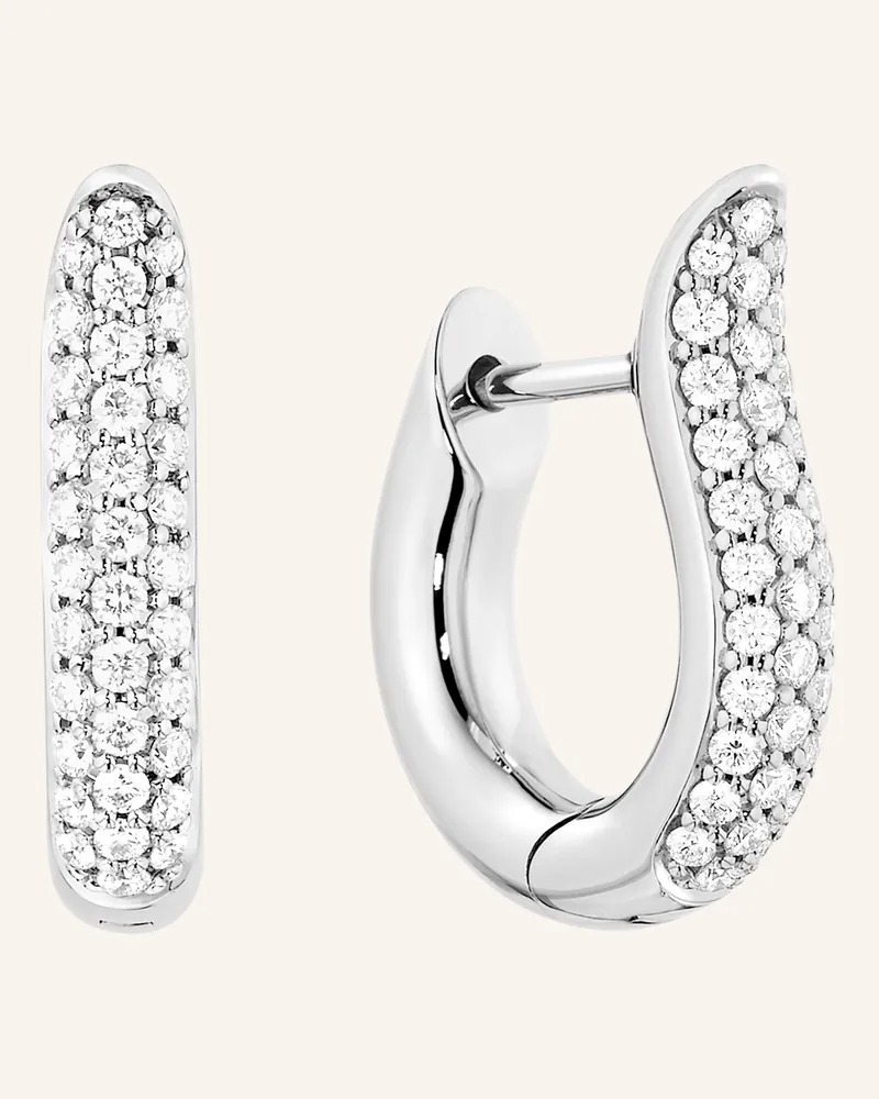 TAMARA COMOLLI Ohrstecker Signature Ohrstecker Hoop Small Diamond Pavé 18k Weißgold silber Weissgold