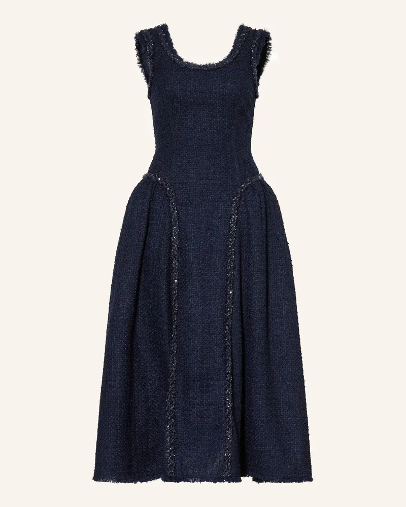 Self-Portrait Bouclé-Kleid Mit Glitzergarn Und Pailletten blau Dunkelblau