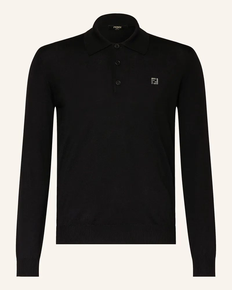 Fendi Strick-Poloshirt schwarz Schwarz