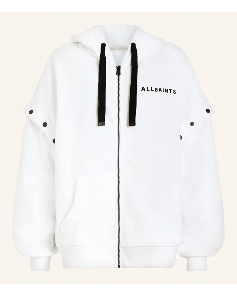 AllSaints Sweatjacke ACCESS AMPHIA mit abnehmbaren Ärmeln Weiss