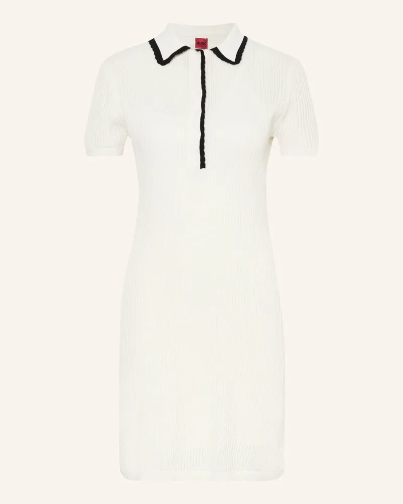 HUGO BOSS Strick-Polokleid Slysy weiss Creme
