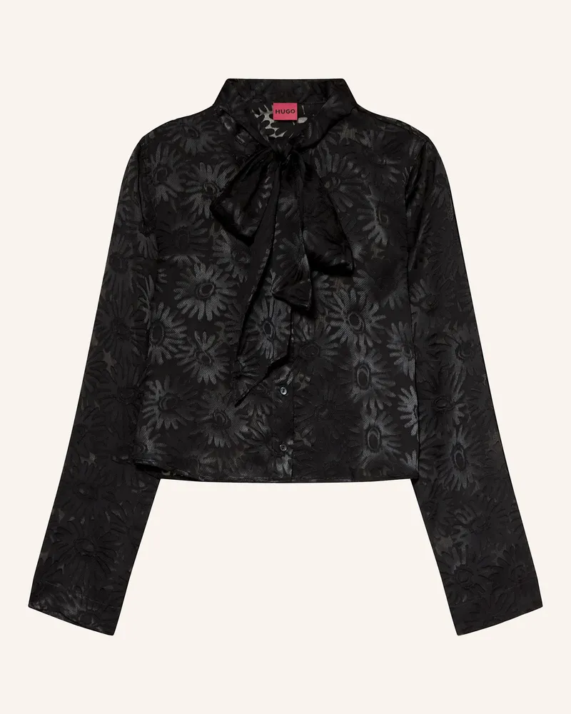 HUGO BOSS Bluse EURYDYKE mit abnehmbarer Schluppe Schwarz