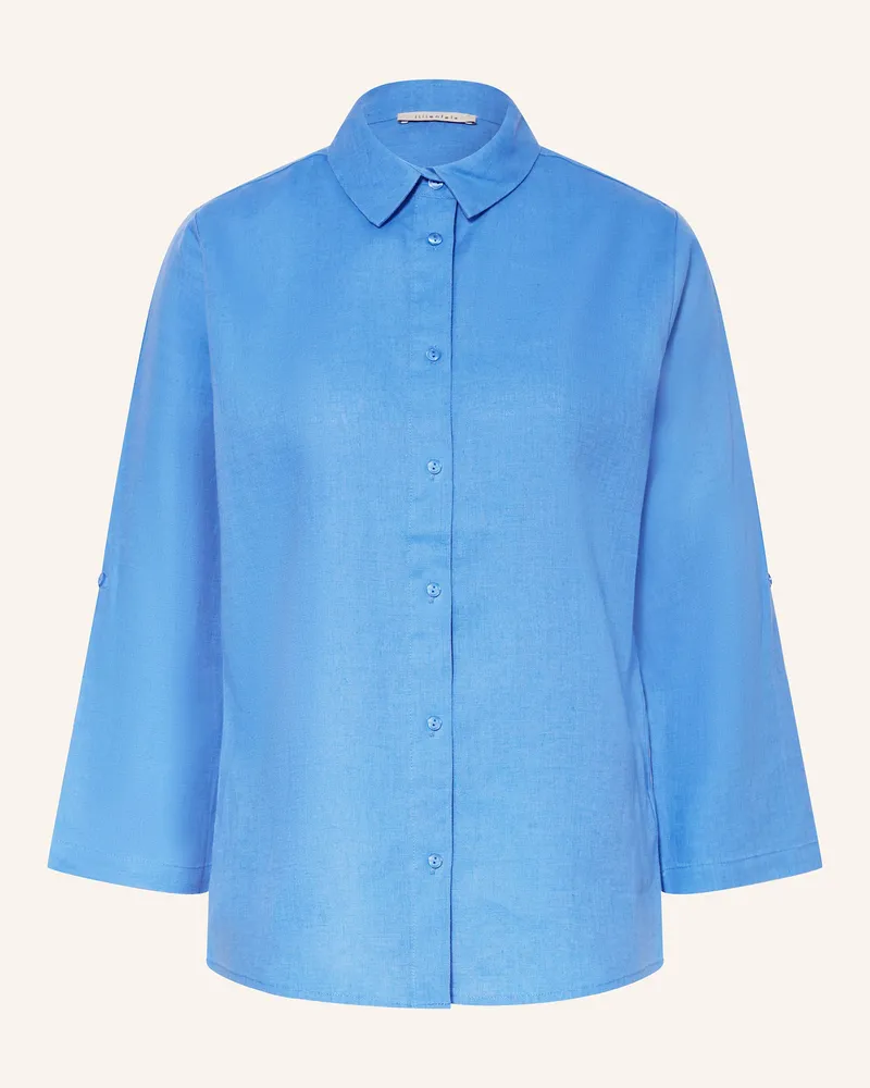lilienfels Hemdbluse Aus Leinen Mit 3/4-Arm blau 647