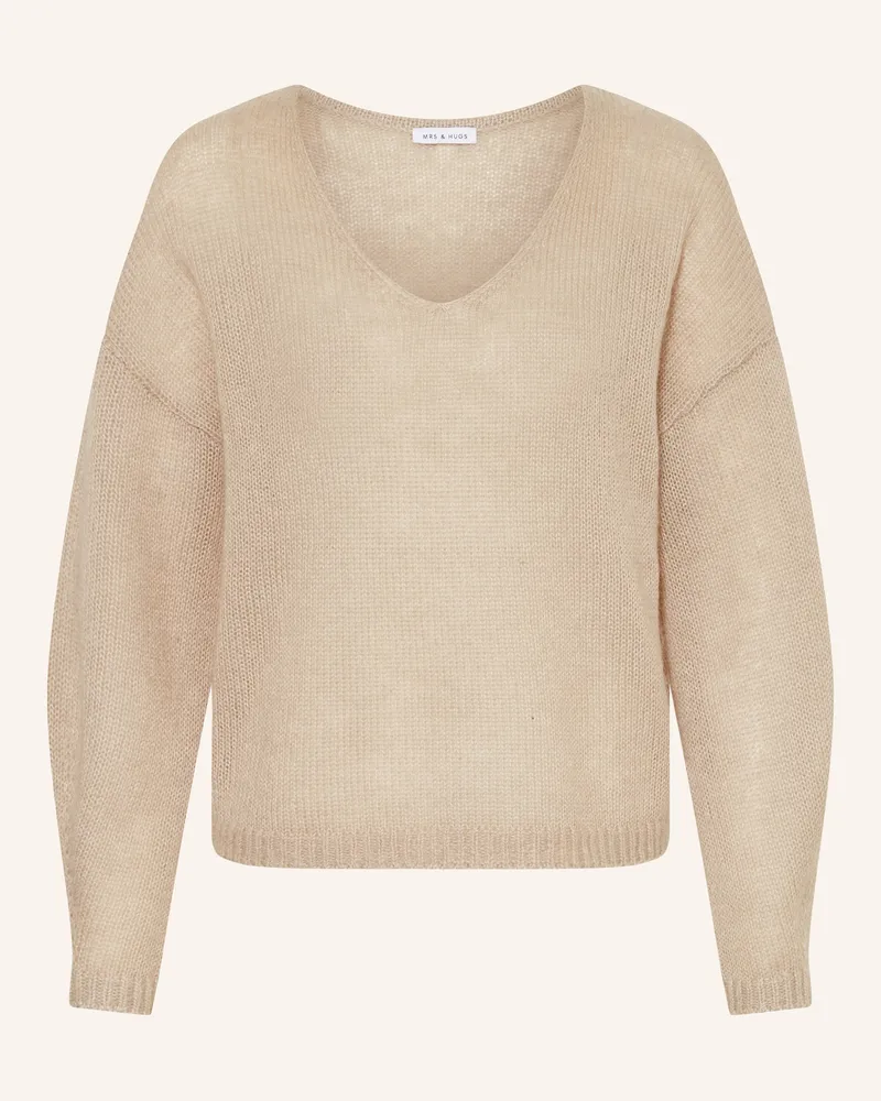 Mrs & HUGS Pullover mit Mohair Hellbraun