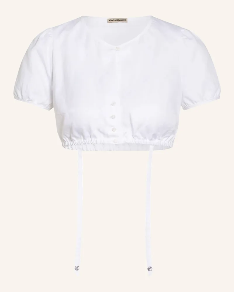 Gottseidank Dirndlbluse Ella Mit Leinen weiss Weiss
