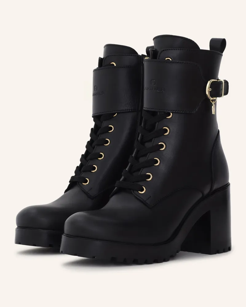 Aigner Block Heel Lace Bootie Amy 23d schwarz Schwarz