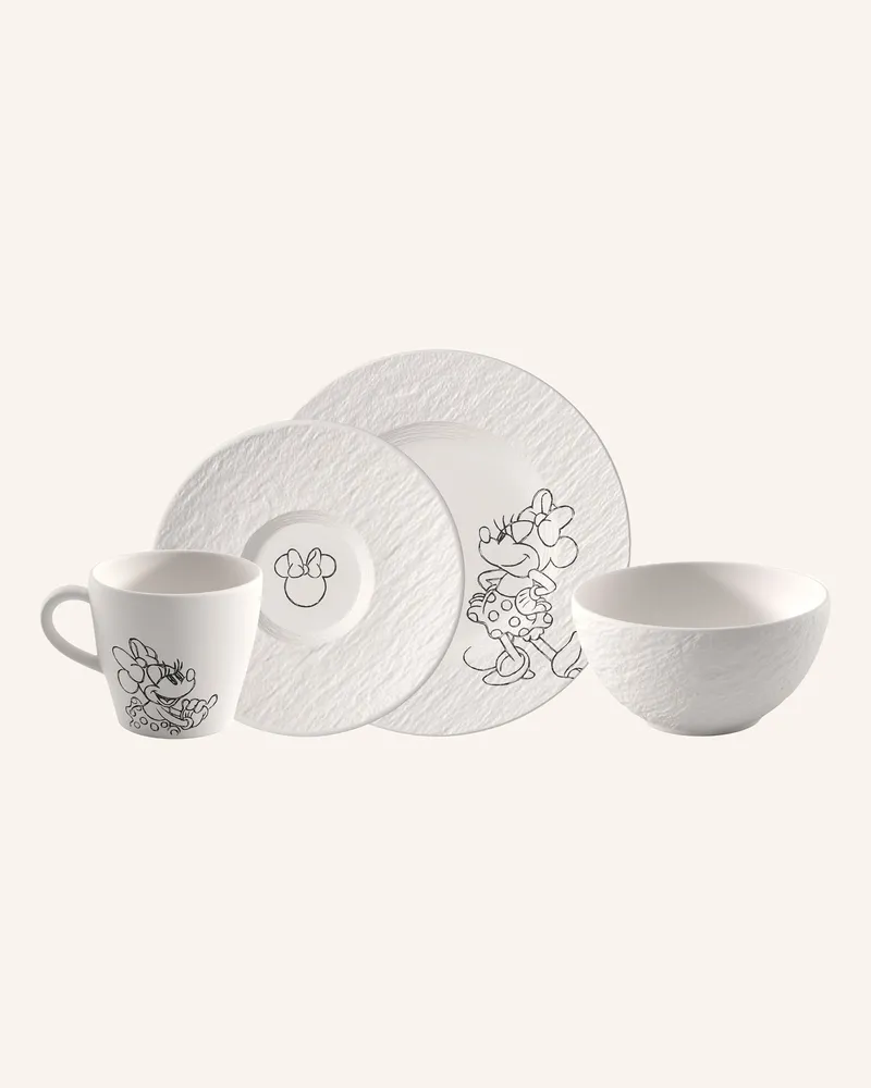 Villeroy & Boch Frühstücks-Set, 4-Teilig Manufacture Rock Blanc - Mickey Mouse weiss Weiss