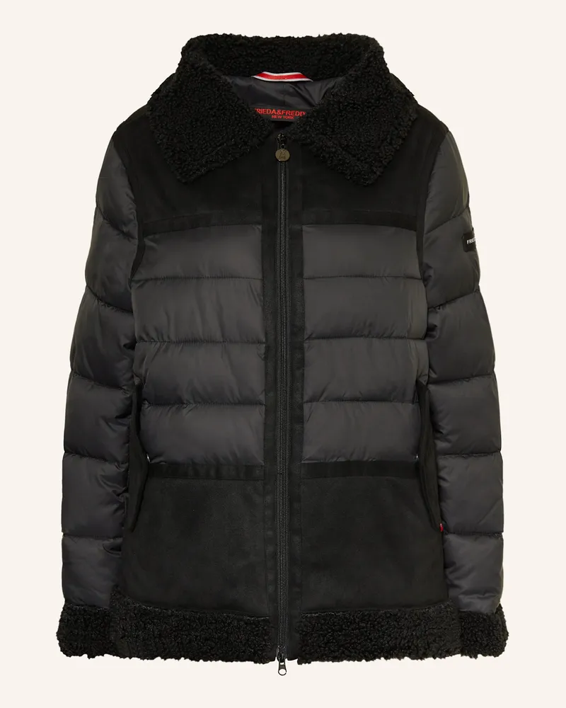 Frieda & Freddies Steppjacke Evan Im Materialmix Mit Teddyfell schwarz Schwarz