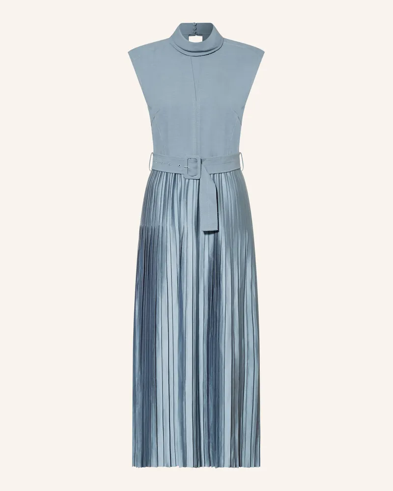 Reiss Kleid ANIA im Materialmix mit Plissees Blaugrau