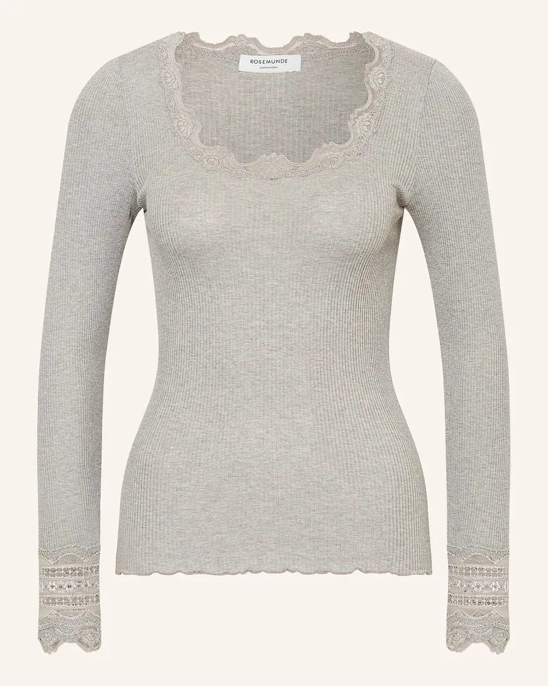 Rosemunde Longsleeve BENITA aus Seide mit Spitze Grau