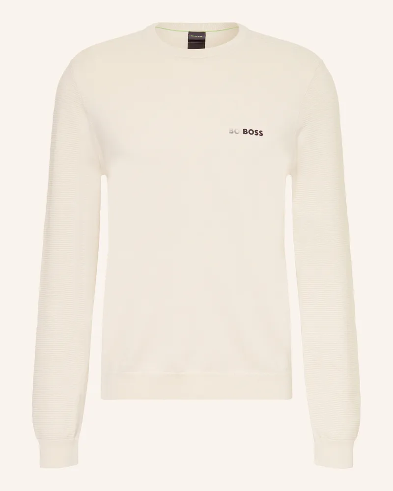 HUGO BOSS Pullover Momentum-X weiss Ecru
