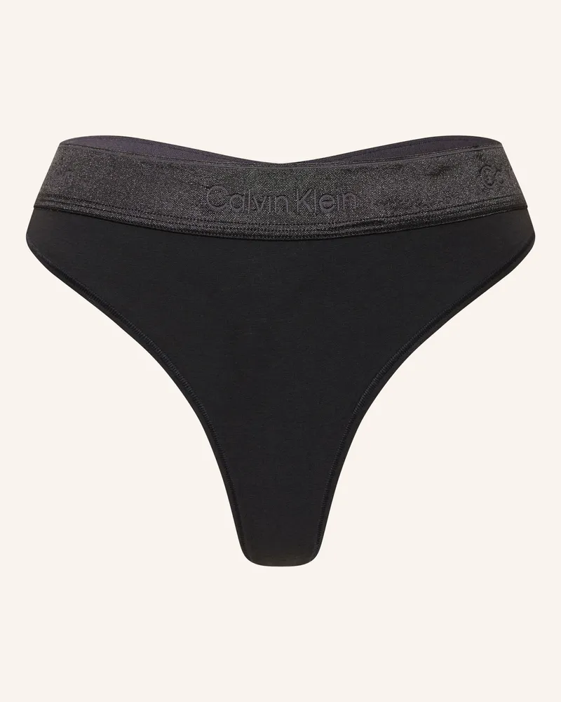 Calvin Klein String Icon Cotton Modal Metallic schwarz Schwarz