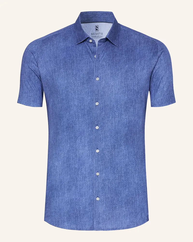 DESOTO Kurzarm-Hemd Slim Fit Aus Jersey blau Blau