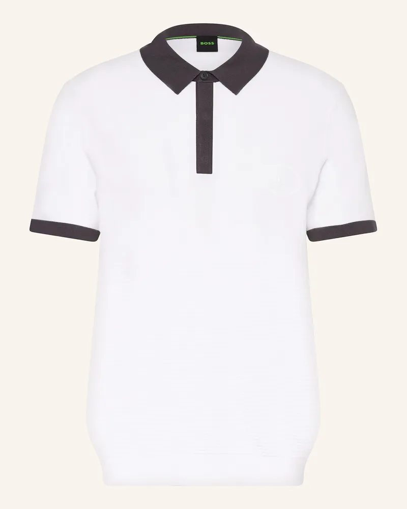 HUGO BOSS Strick-Poloshirt Club weiss Weiss