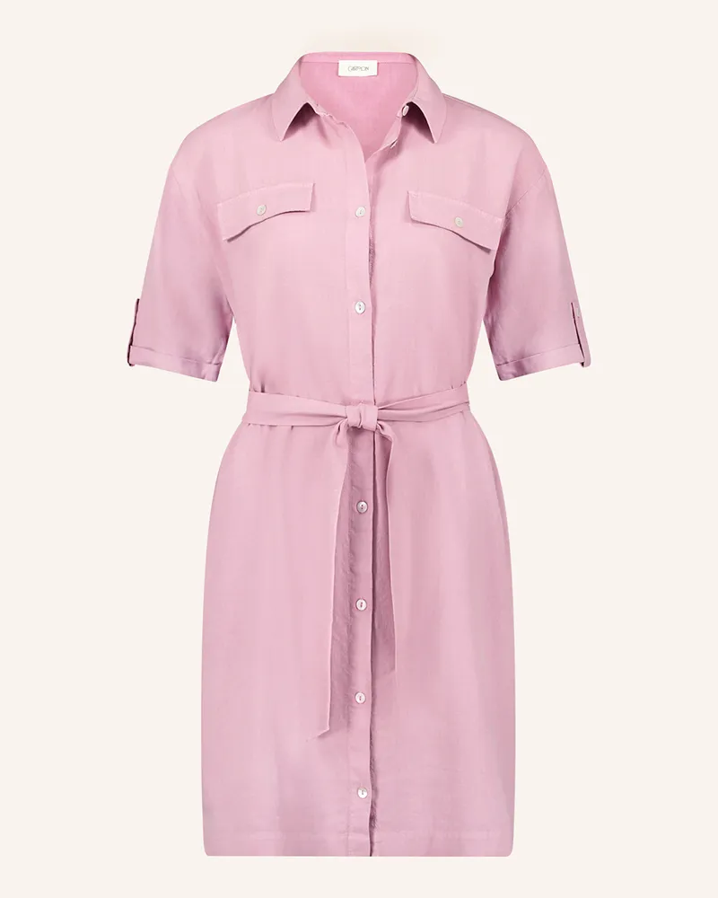 Cartoon Hemdblusenkleid mit Leinen und 3/4-Arm Rosé
