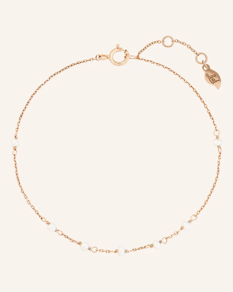 Leaf Armband WHITE PEARLS aus 14 Karat Roségold Roségold