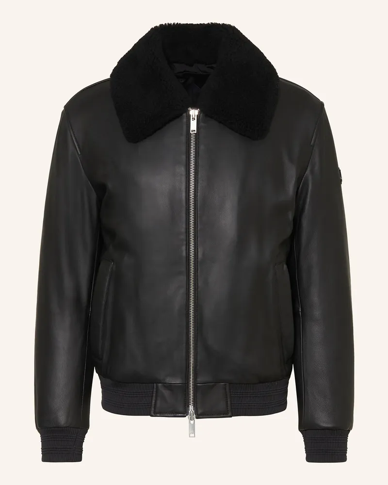 Moose Knuckles Lederblouson Toba schwarz Schwarz