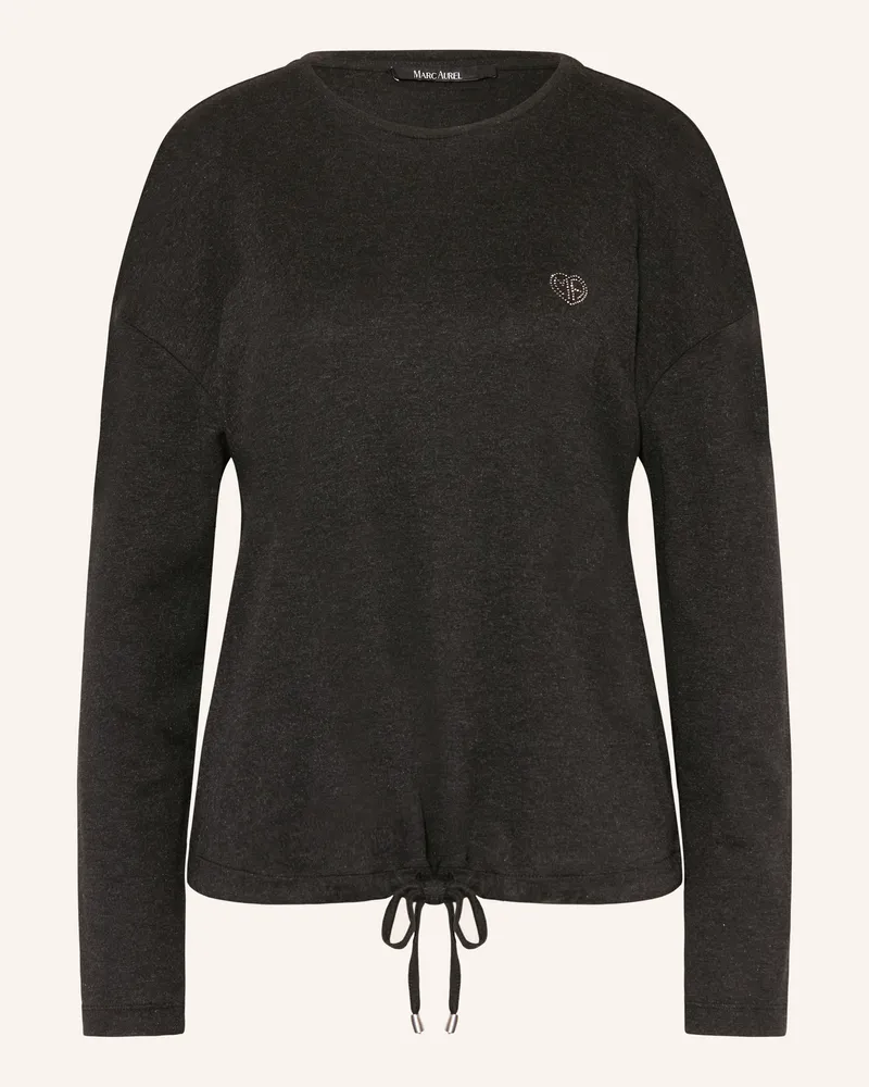 MARC AUREL Longsleeve mit Schmucksteinen Schwarz