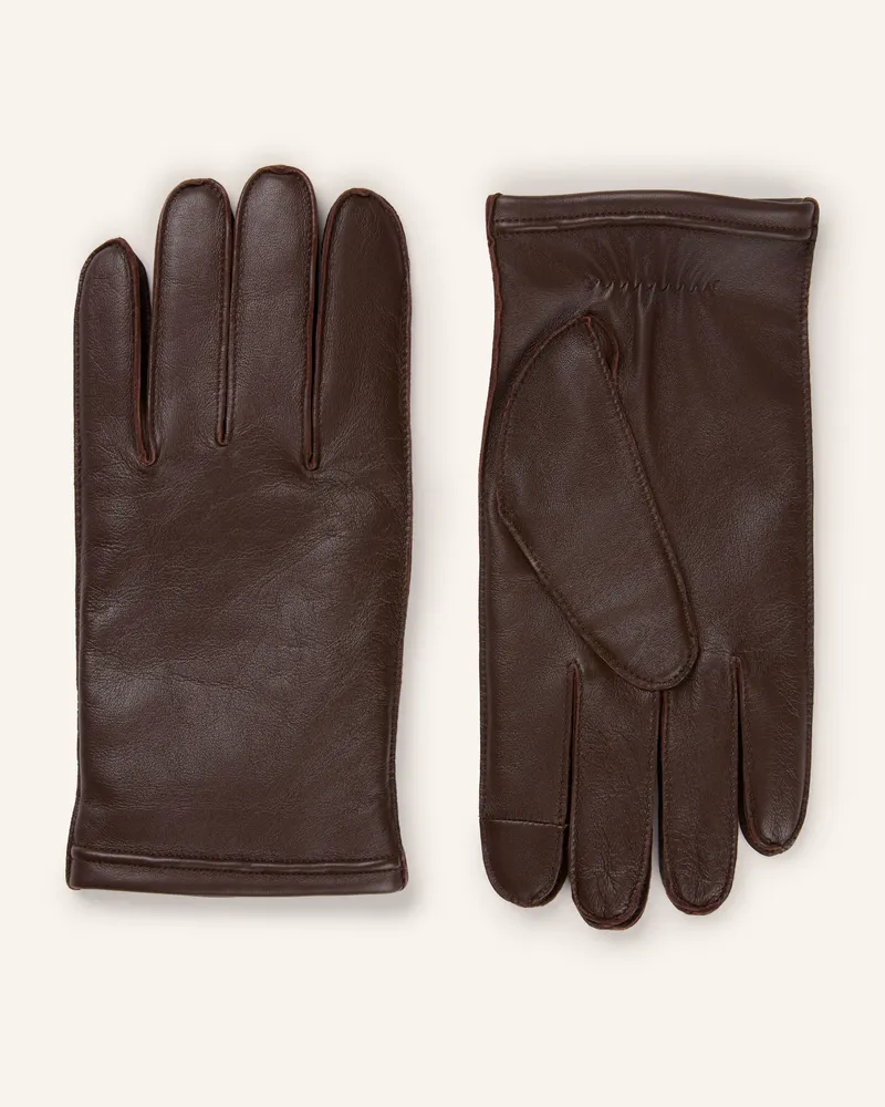 HUGO BOSS Lederhandschuhe Kranton Me Mit Touchscreen-Funktion braun Dunkelbraun