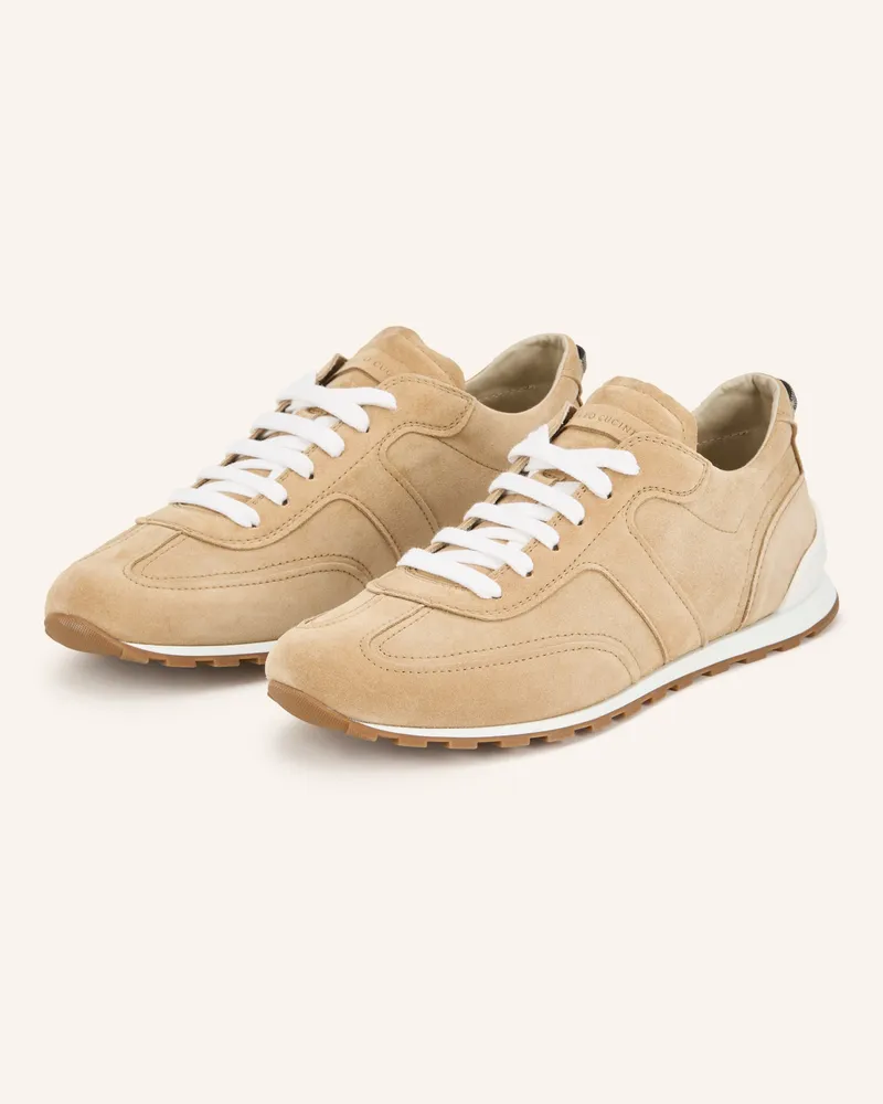 Brunello Cucinelli Sneaker Mit Schmuckperlen braun Hellbraun