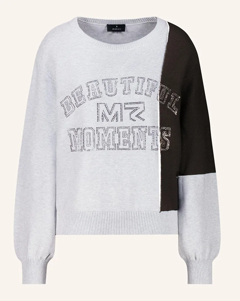 monari Pullover mit Schmucksteinen Hellgrau
