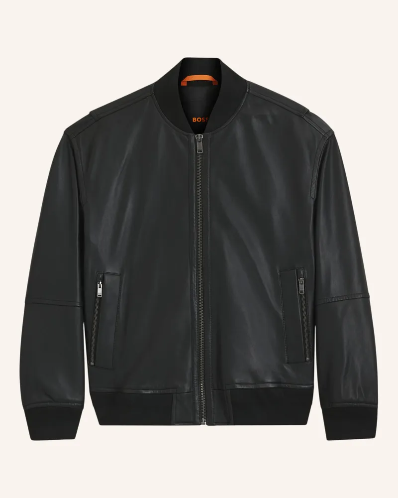 HUGO BOSS Lederblouson JOBRICE Schwarz