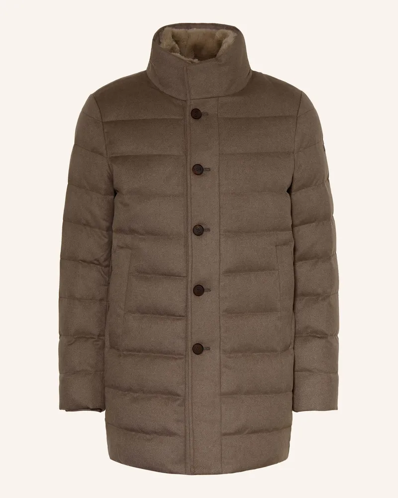 DUNO Daunenmantel Orlando Mit Herausnehmbarer Blende beige Taupe