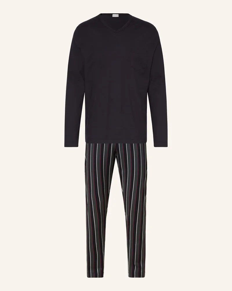 Mey Schlafanzug Serie DARK STRIPE Dunkelblau