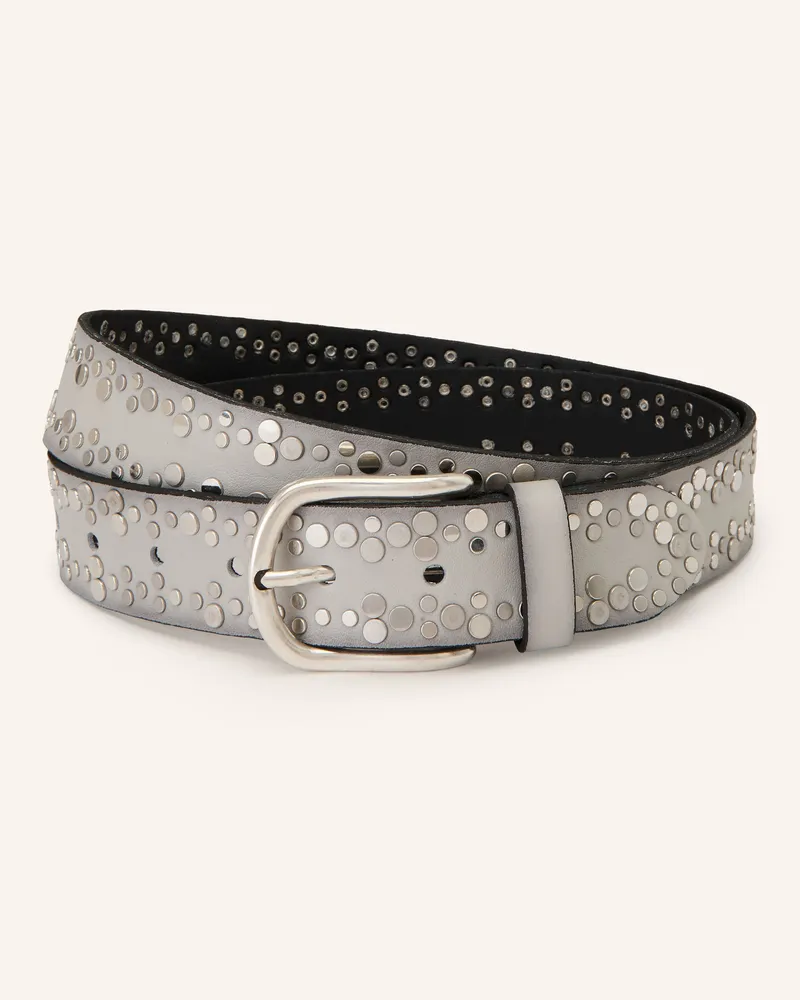 Vanzetti Ledergürtel mit Nieten Hellgrau