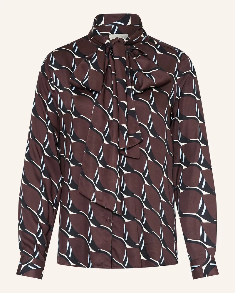 Milano Italy Bluse mit abnehmbarer Schluppe Dunkelbraun