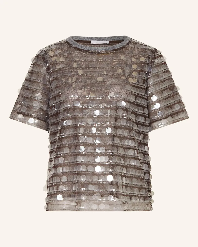 Rich&Royal T-Shirt aus Mesh mit Pailletten Braun