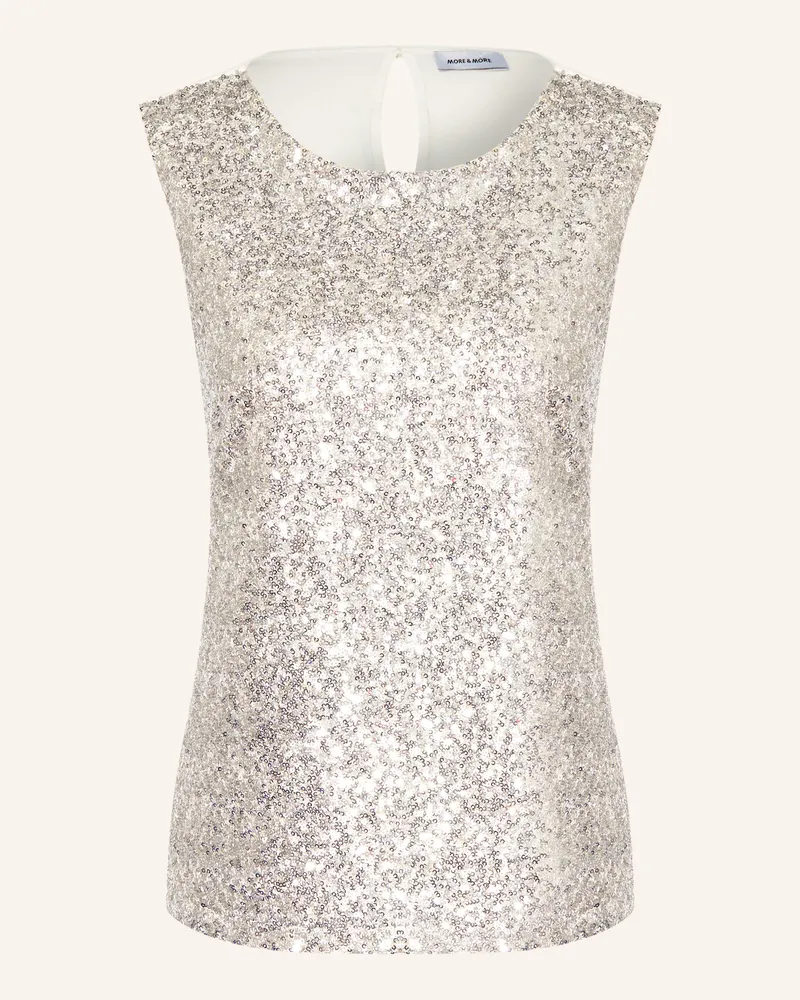 More & More Top mit Pailletten Silber